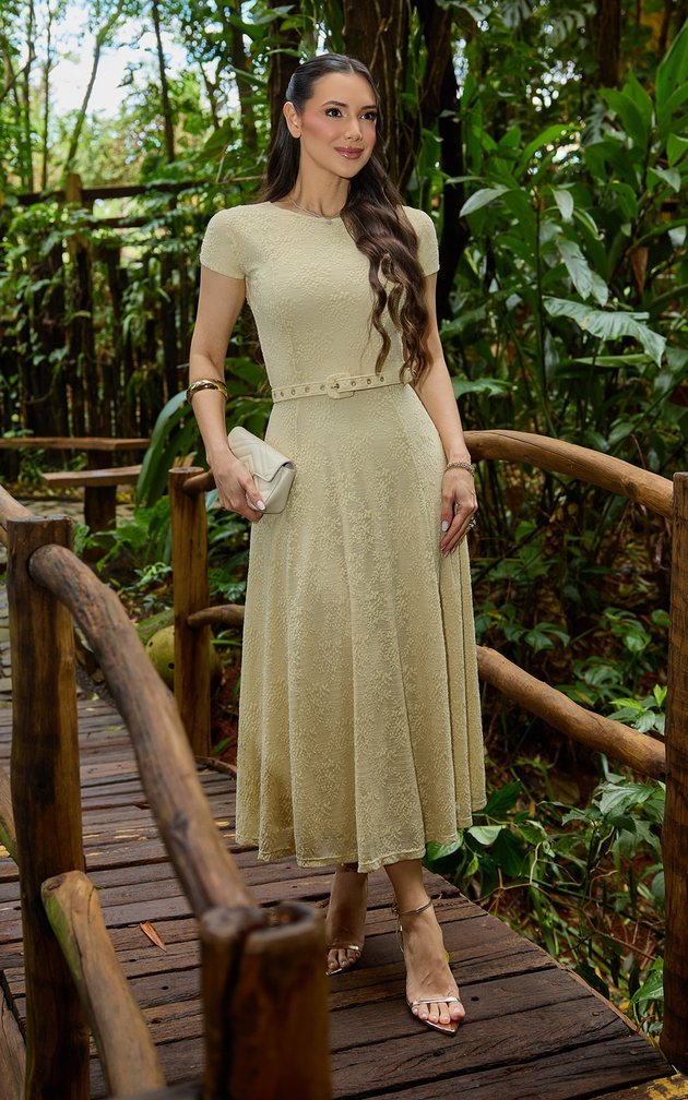 Vestido Midi Texturizado com Recorte Fernanda - Tata Martello
