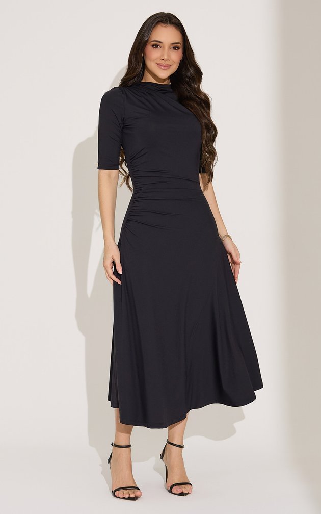 Vestido Midi Ajustado com Franzido Isabela - Tata Martello